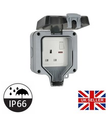 Exterior 1 Gang single Switch plug socket Box IP66 DIY 1-20m Waterproof Socket