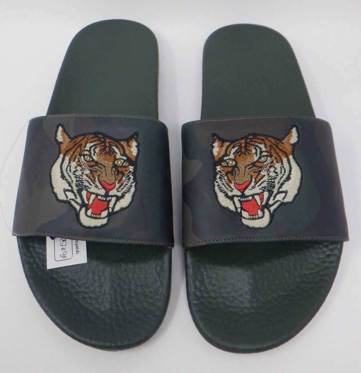 Men’s Polo Ralph Lauren Olive Green Camo Tiger Head Slides Sandals Tiger Camo Leather Slide | Ralph Lauren main image 3