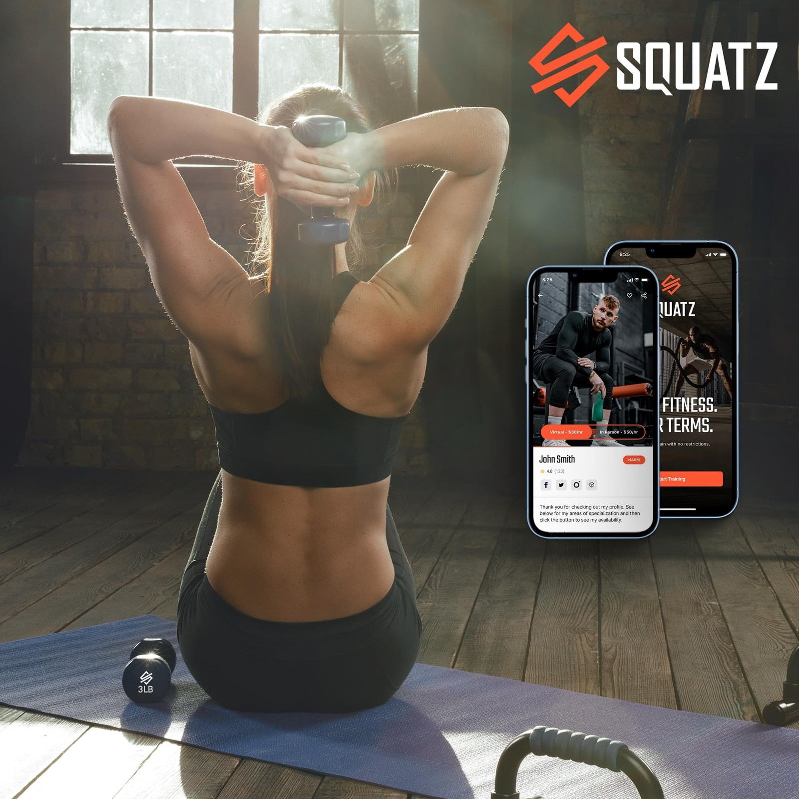 SQUATZ Dumbbell Weights Set with Stand Coated Weights 3 Color 20LB