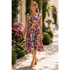 NWT Lauren Ralph Lauren Floral Fit & Flare Dress Tie Waist Garden Party Small