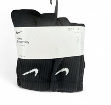 Nike Everyday Cotton Cushioned Crew Socks Black 6 Pairs NWT 3Y-5Y / Women 4-6