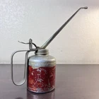 Vintage Plews Oil Can Stainless Hand Pump Oiler 5" Spout
