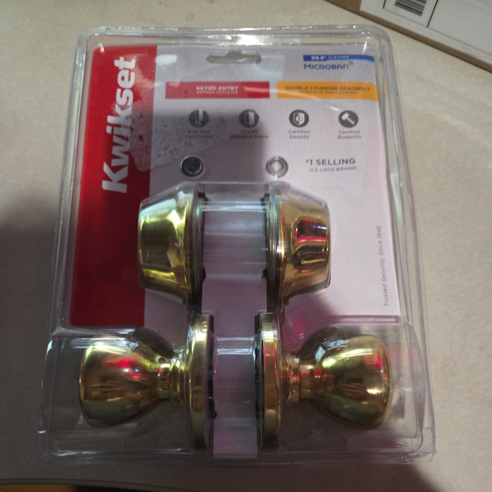 Kwikset 695 Tylo Entry Knob and Double Cylinder Deadbolt Combo Pack