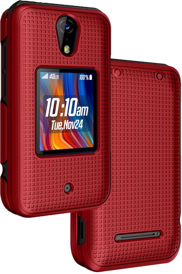 NAKEDCELLPHONE Grid Texture Slim Hard Shell Case Cover for Schok Flip Phone (2022)