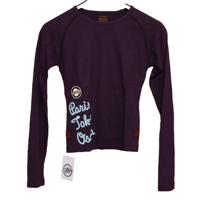 EVISU T-Shirt Gr. M gebraucht (Sa3584) lila Vintage Langarm Damen