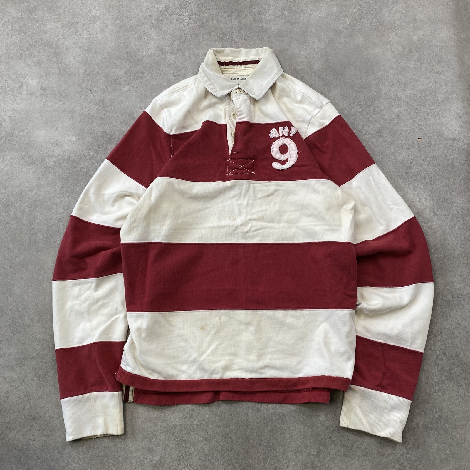 Camisa de rugby Abercrombie & Fitch para hombre polo de manga larga a rayas...