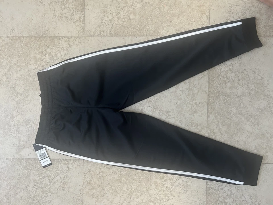 Boys ADIDAS Black White 3 Stripe Joggers Size Med 10/12 White Shirt Size 10/12 - Image 2 of 4