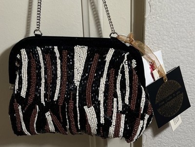 NWT Fall Release Viral TikTok Tiger Stripe Beaded Bag Clutch Handmade In India