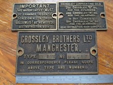 Crossley Brothers Ltd Manchester .Brass Engine Plates-type CO121-No94717-