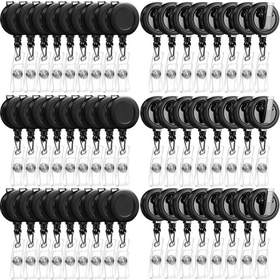 Mimorou 150 Pcs Black Retractable Badge Reels Bulk Holders Reels Clip Alligator