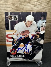 1991 Pro Set Gino Odjick #505 - Vancouver Canucks In-Person ON-CARD AUTO