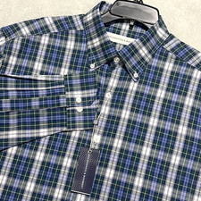 Holderness Bourne The Andrews Plaid Button Down Shirt Mens M Tailored Stretch