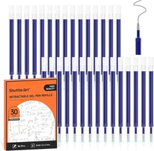 Shuttle Art Retractable Gel Pen Refills, 30 Pack 30 Count (Pack of 1), Blue 