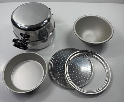 Vintage Wear-Ever Multi Use Steamer Dutch Oven 6 Pc Aluminum Stainless USA New