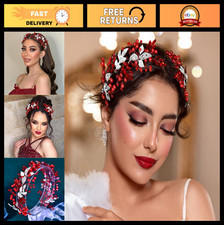 Bridal Rhinestone Headband Hair Accessory for Weddings - Elegant Red Hairpiece