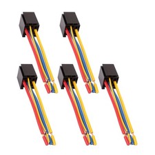 5 Pcs DC 12V/24V 80A 5-Pin Wire Cable Relay Socket Harness Connector