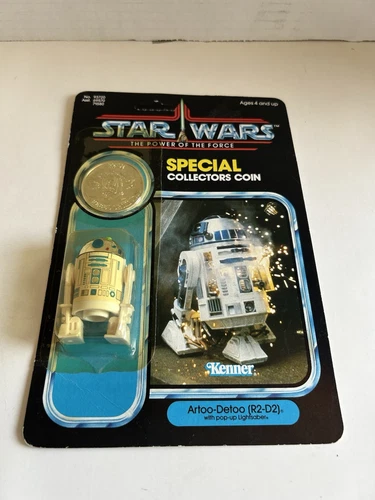 Vintage Star Wars Power Of The Force R2-D2 Coin Unpunched Kenner 1984 92 Back - Picture 2 of 24