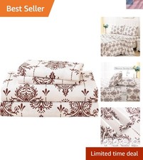 Queen Size Paisley Printed Sheet Set,4 Pieces Boho Style Breathable Soft Micr...