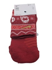 1 Pair Nike Elite Basketball Crew Socks NWT Men's Size 6-8 Red Christmas Santa