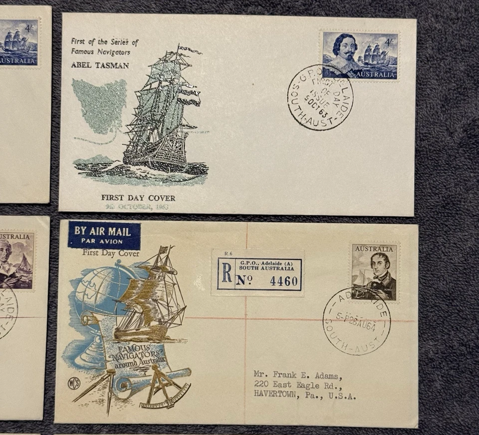 Lot of 6 Australia 1963 Abel Tasman First Day Covers Registered Airmail FDC - Image 3 of 4