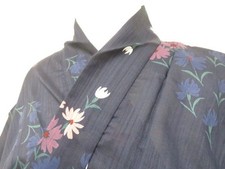 JAPANESE KIMONO YUKATA NAVY BLUE 164.5cm 5 ft 5 in COTTON EE8068