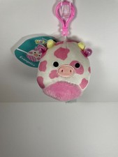 NWT Squishmallows Official Kellytoy 3.5" Clip, Evangelica the Cow Keychain
