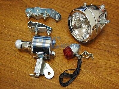 Bicycle Motorized Bike Friction generator Headlight Tail Light Kit 12V 6W 