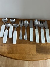 VTG LOT of 10 Childs Flatware Spoons Forks Knives ITALY  JAPAN Stainless Steel
