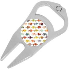 Colorful Elephants Golf Ball Marker Divot Repair Tool Bottle Opener