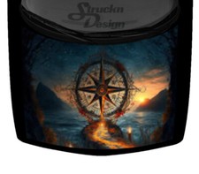 Loaming Golden Skyline Compass Blue Hood Wrap Vinyl Graphic Decal 58