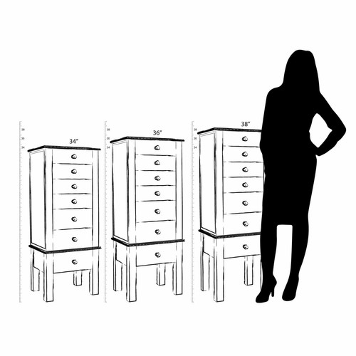 Schmuckschrank Organizer stehend braun Holz Schmuckkästchen Truhe reich Nussbaum - Bild 8 von 9