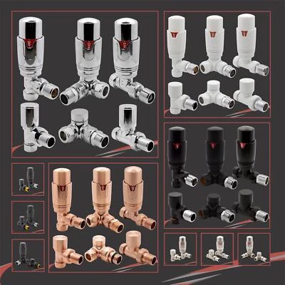 NWT DIRECT Modern Thermostatic TRV Radiator & Heated Towel Rail Valves (6 Colour Options)