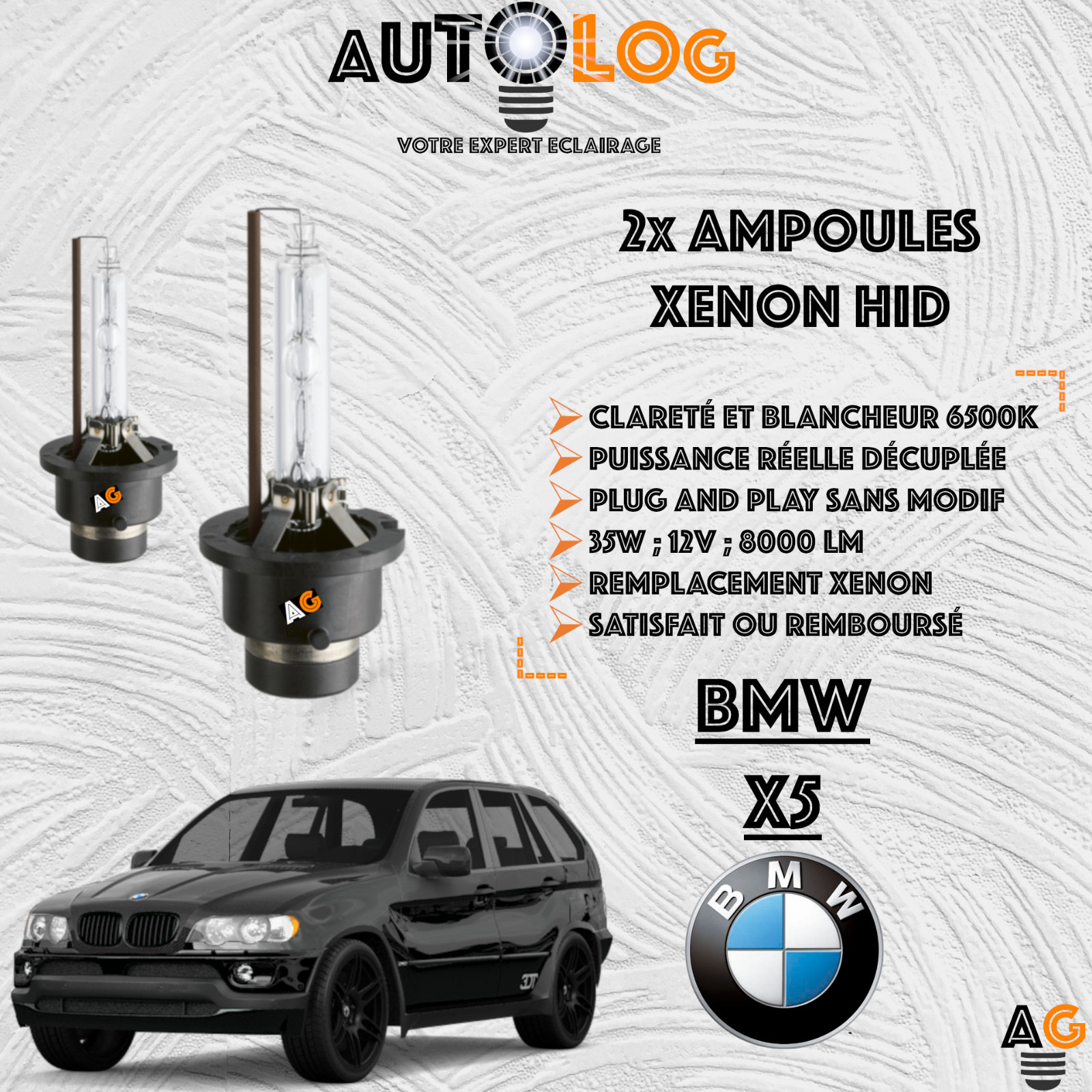 Ampoule Xenon HID pour BMW X5 E53 - Amélioration Visibilité Conduite Hivernale et Pluie