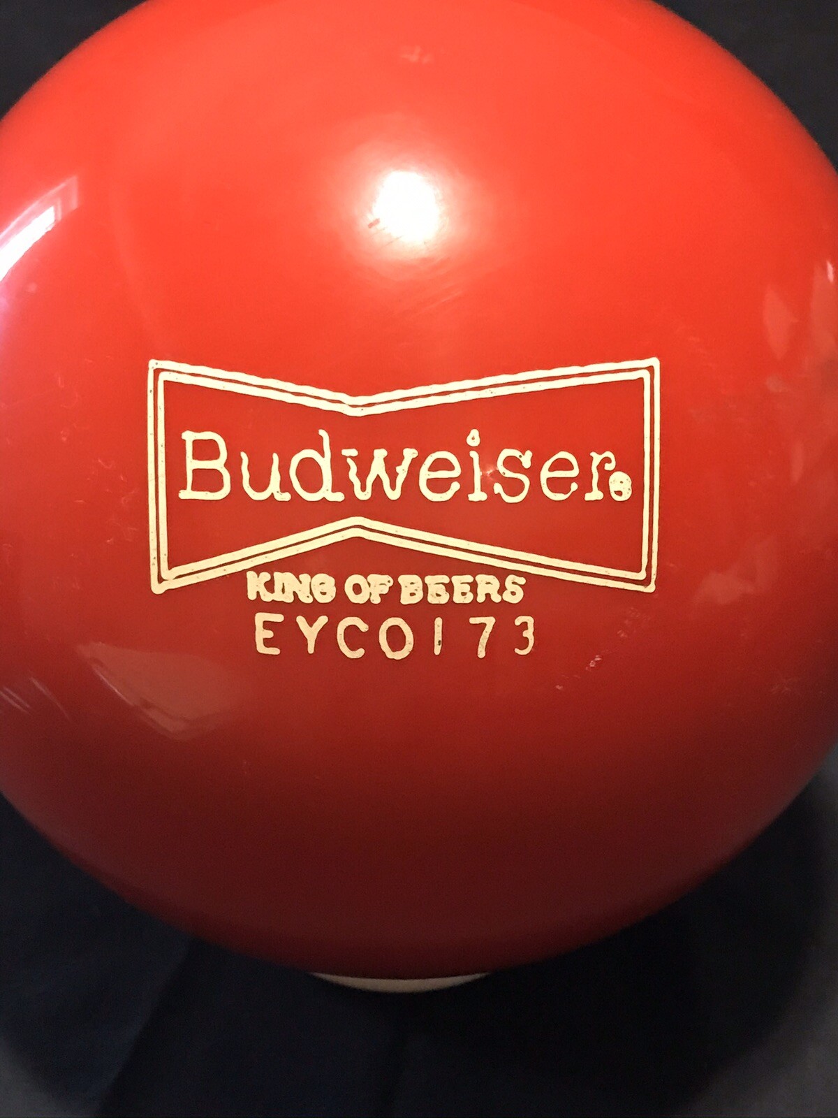 Vintage Budweiser Bowling Ball Red “King Of Beers” 16lbs Undrilled