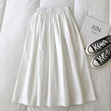 Summer new solid color workwear half skirt high waist A-line pleated long skirt