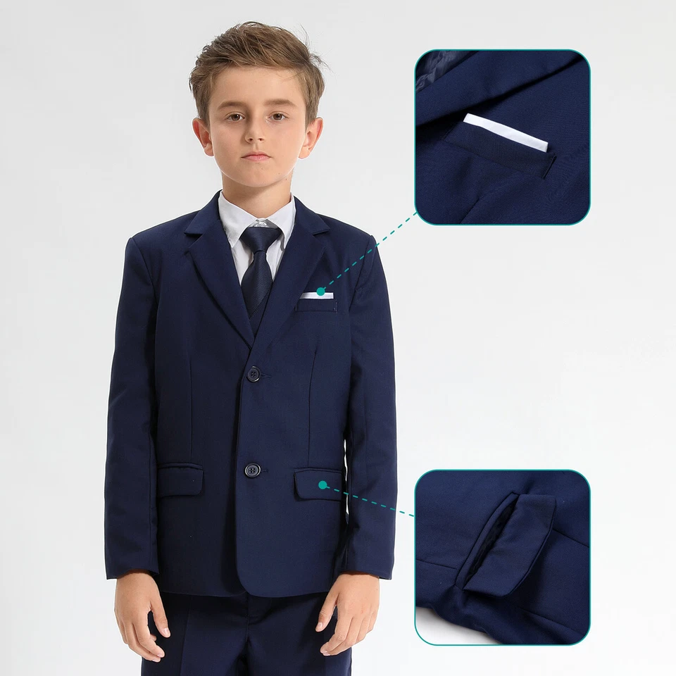 Boys Suits for Wedding Kids Easter Outfit Set School Formal Birthday Party 4PCS - Image 3 of 4