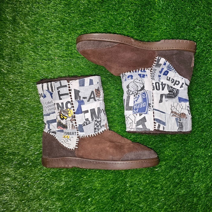Ugg Boots Men 10 brown Patchwork DIY Upcycle poli… - image 5