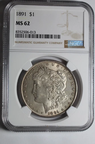 1891 Morgan Silver Dollar MS62 NGC #013