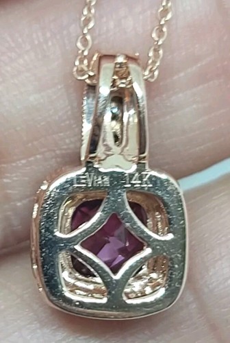 LeVian 14K Rose Gold Natural Tourmaline & Diamond Pendant With 18" Link Chain - Picture 7 of 9