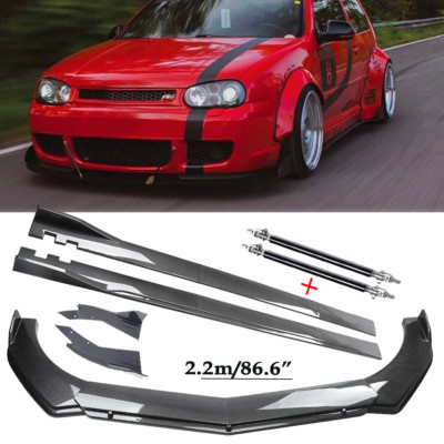 Carbon Fiber Front Bumper Lip Spoiler & Side Skirt  For Volkswagen Golf MK4