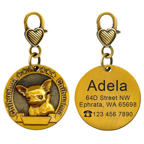 Robuste 3D Hundeetiketten personalisiert graviert Haustier Welpe Ausweis Name Halsband Scheiben gold - Bild 56 von 72