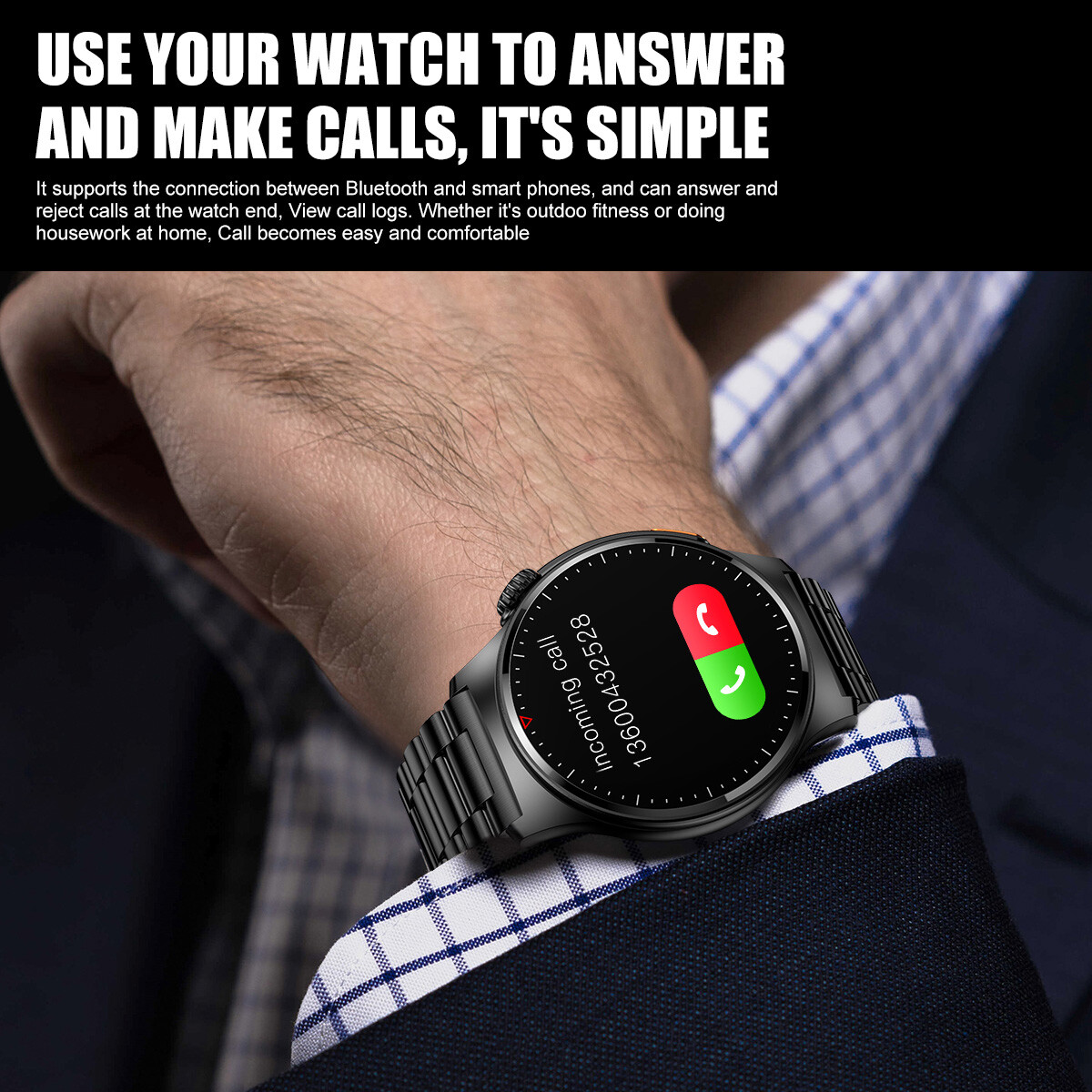 Bluetooth Call Smart Watch Heart rate NFC GPS Waterproof Sports Fitness