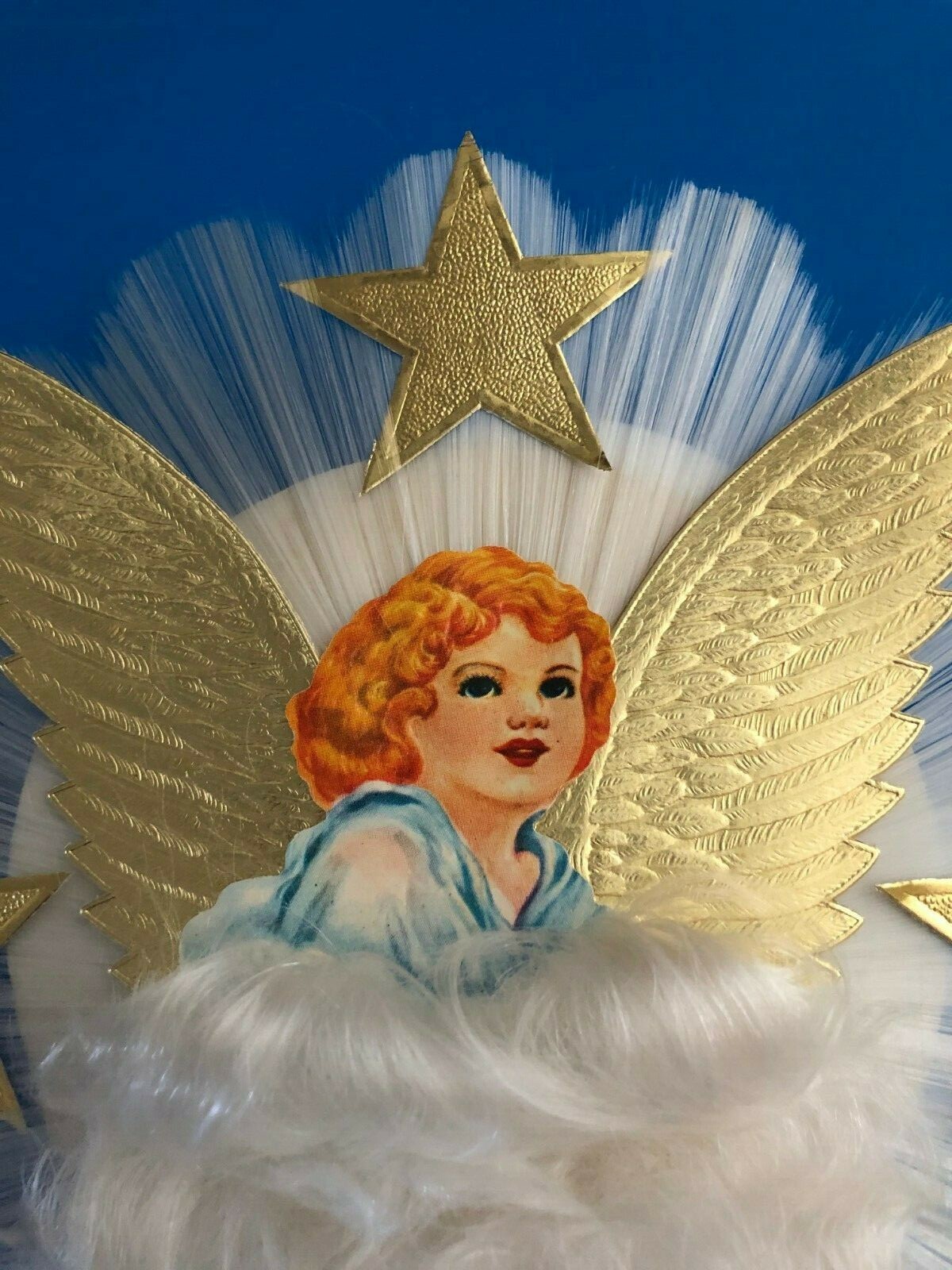 VINTAGE 1950s NATIONAL TINSEL CO. SPUN GLASS ANGEL HAIR TREE TOPPER USA