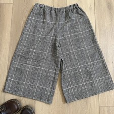 Vintage Y2K Plaid Wool Wide Leg Cropped Trouser Pants Handmade M/L Academia  
