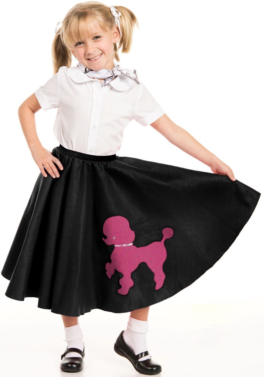 Black Poodle Skirt for Youth Girls with Scarf ~ WHOLESALE 48 Piece