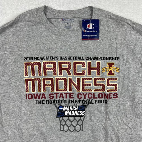 Champion Iowa State Cyclones Basketball 2019 T-Shirt Men's XL Gray Short Sleeve