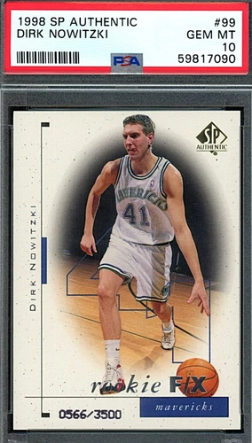 1998 SP Authentic #99 Dirk Nowitzki Rookie #566/3500 PSA 10