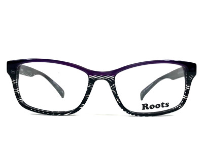 Roots Brille Rahmen RT670 Violett Dunkel Lila Klar Cat Eye Gestreift 52-17-135