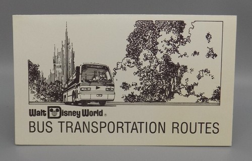 Vintage 1983 Walt Disney World Bus Transportation Routes Card Color Coded WDW