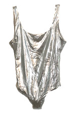 Armani Exchange Women's Leotard Sz Medium Metallic Silver NWT